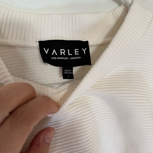 Varley Jenny Sweat Boxy Crop mock neck sweatshirt cutout ivory women S - Picture 6 of 11
